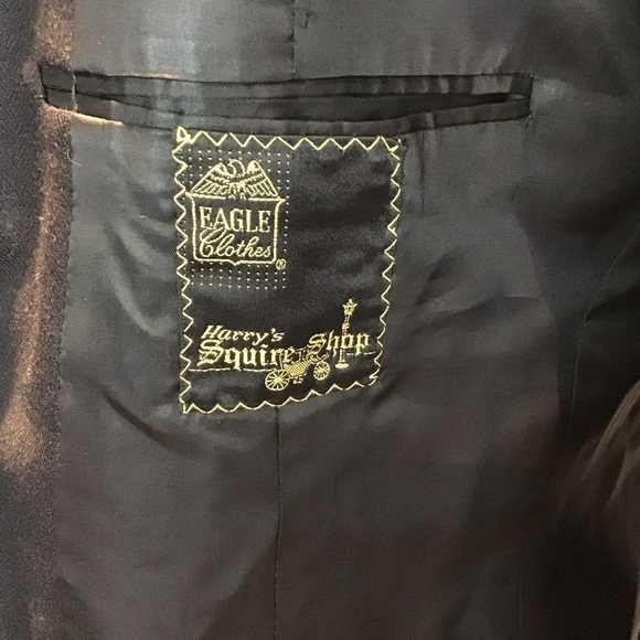 Eagle Clothes Black Wool Four Button MidLength Vintage Notch Collar Overcoat 44 - Picture 13 of 15